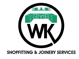 wk shopfitting & joinery services  logo design by PMG