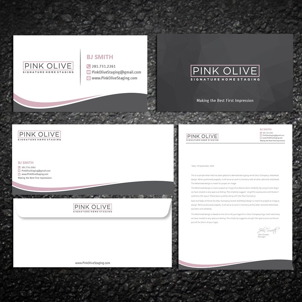 Pink Olive Signature Home Staging logo design by Boomstudioz