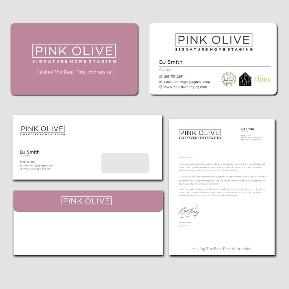 Pink Olive Signature Home Staging logo design by labo