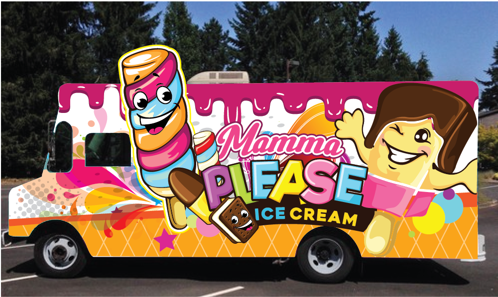 Mamma Please Ice Cream  logo design by SiliaD