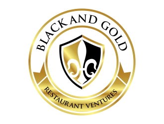 Black and gold restaurant ventures LLC logo design by cikiyunn