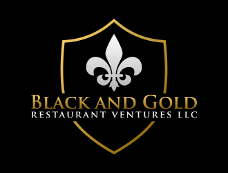 Black and gold restaurant ventures LLC logo design by lexipej