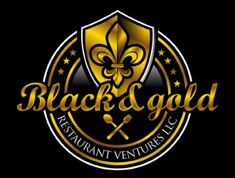 Black and gold restaurant ventures LLC logo design by MAXR