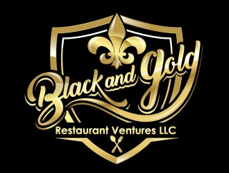 Black and gold restaurant ventures LLC logo design by Suvendu