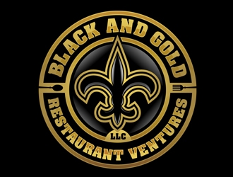 Black and gold restaurant ventures LLC logo design by DreamLogoDesign
