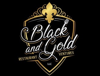 Black and gold restaurant ventures LLC logo design by gogo