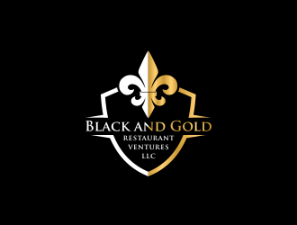 Black and gold restaurant ventures LLC logo design by andriandesain