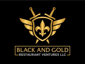 Black and gold restaurant ventures LLC logo design by cybil