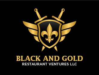 Black and gold restaurant ventures LLC logo design by cybil
