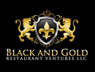 Black and gold restaurant ventures LLC logo design by ElonStark