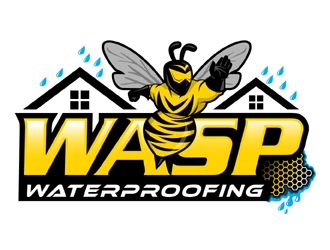 WASP WATERPROOFING logo design by MAXR
