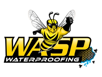 WASP WATERPROOFING logo design by MAXR