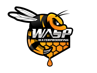 WASP WATERPROOFING logo design by schiena