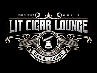 Lit Cigar Lounge logo design by Optimus