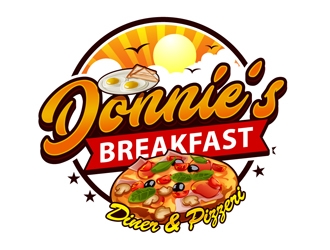 Donnie’s Breakfast Diner & Pizzeria logo design by DreamLogoDesign