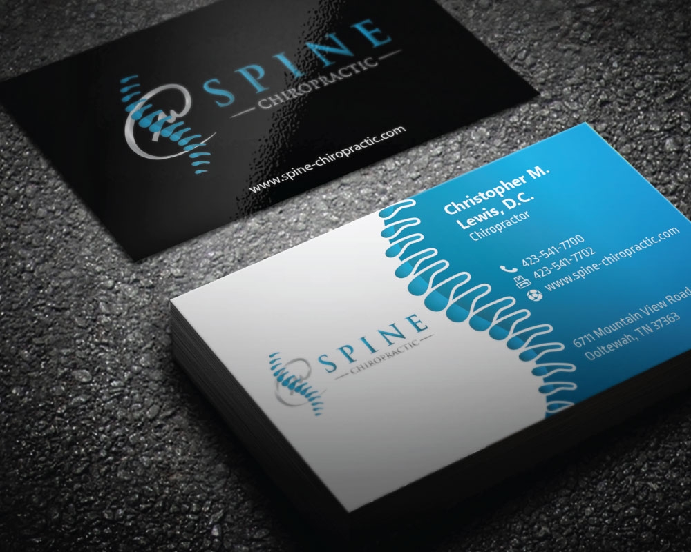 Spine Chiropractic is my Doing business as for marketing.  On my business cards and letter head I want Spine Chiropractic, PLLC.  Christopher Lewis, D.C. logo design by Boomstudioz