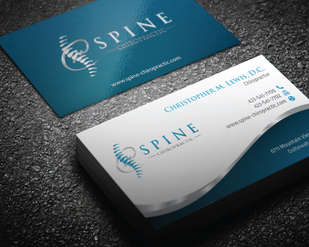 Spine Chiropractic is my Doing business as for marketing.  On my business cards and letter head I want Spine Chiropractic, PLLC.  Christopher Lewis, D.C. logo design by Boomstudioz