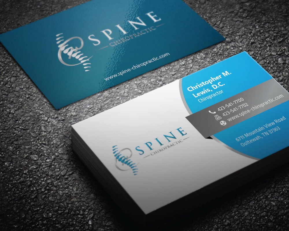 Spine Chiropractic is my Doing business as for marketing.  On my business cards and letter head I want Spine Chiropractic, PLLC.  Christopher Lewis, D.C. logo design by Boomstudioz