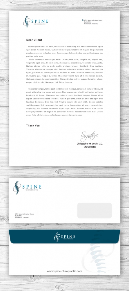 Spine Chiropractic is my Doing business as for marketing.  On my business cards and letter head I want Spine Chiropractic, PLLC.  Christopher Lewis, D.C. logo design by mattlyn