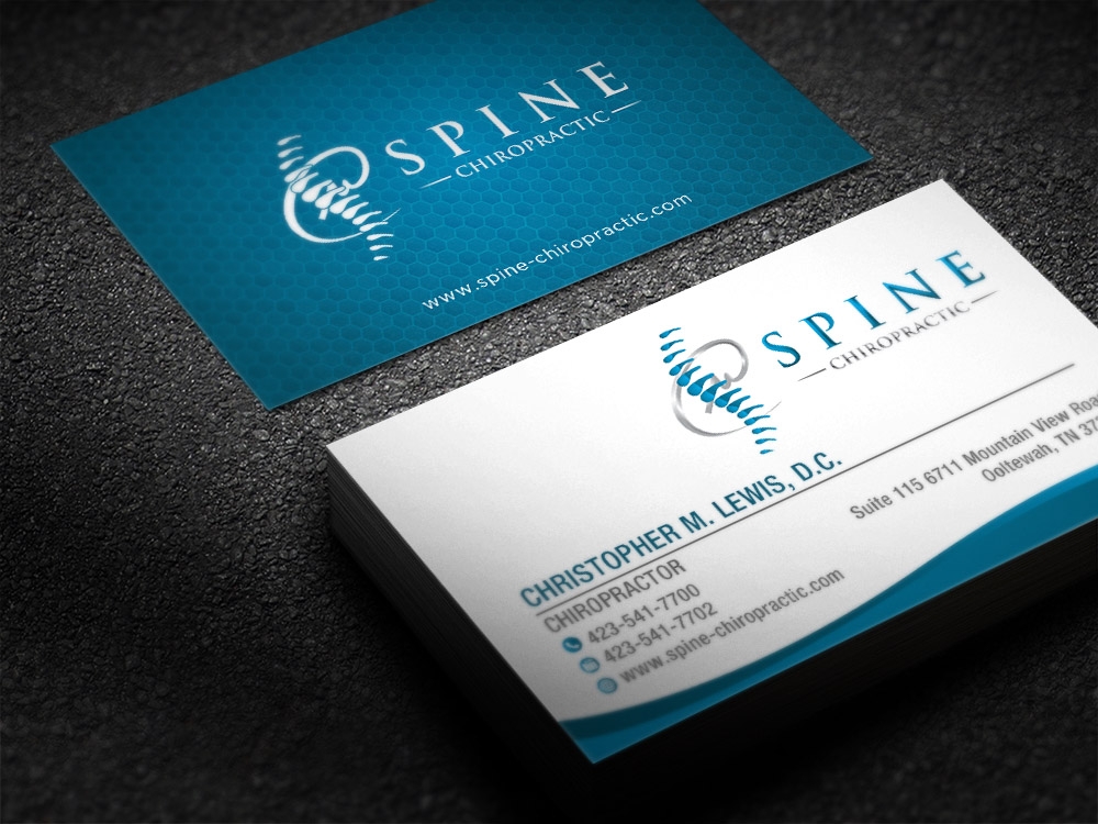 Spine Chiropractic is my Doing business as for marketing.  On my business cards and letter head I want Spine Chiropractic, PLLC.  Christopher Lewis, D.C. logo design by scriotx