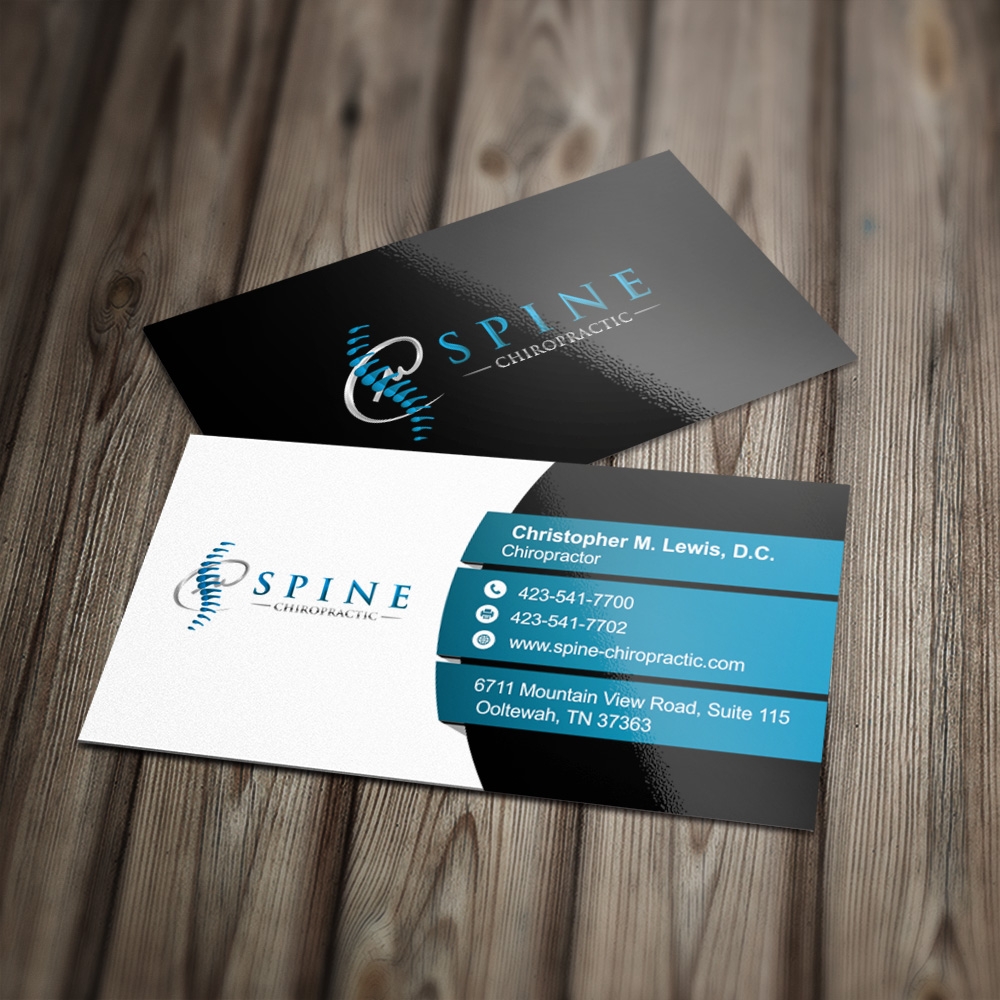 Spine Chiropractic is my Doing business as for marketing.  On my business cards and letter head I want Spine Chiropractic, PLLC.  Christopher Lewis, D.C. logo design by Kindo