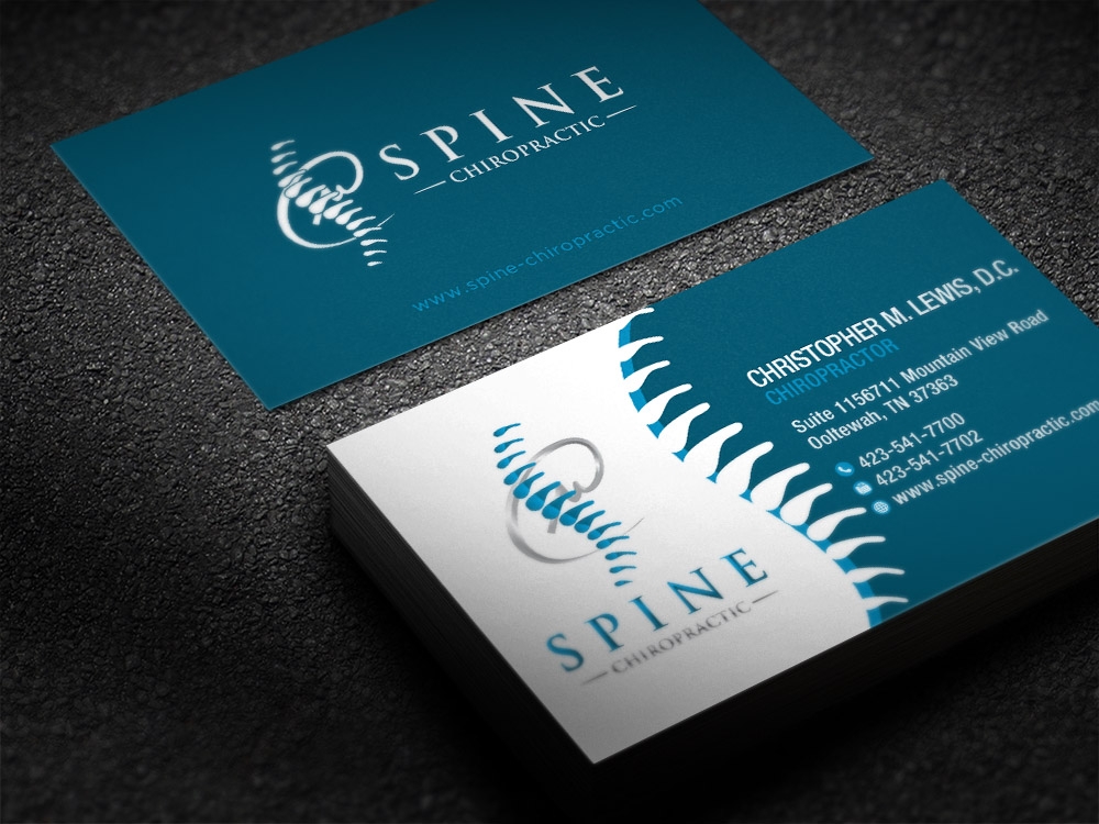 Spine Chiropractic is my Doing business as for marketing.  On my business cards and letter head I want Spine Chiropractic, PLLC.  Christopher Lewis, D.C. logo design by scriotx