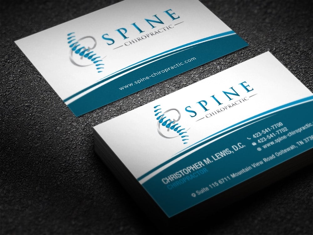 Spine Chiropractic is my Doing business as for marketing.  On my business cards and letter head I want Spine Chiropractic, PLLC.  Christopher Lewis, D.C. logo design by scriotx