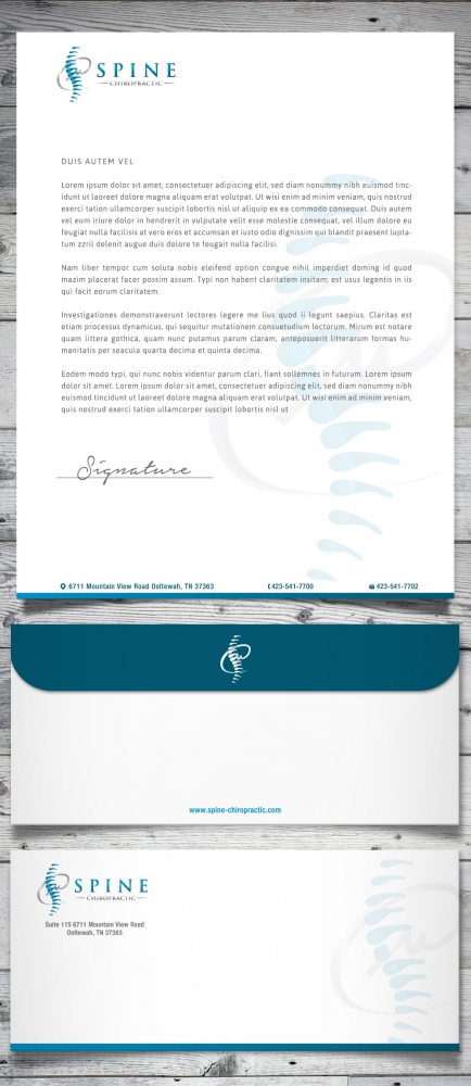 Spine Chiropractic is my Doing business as for marketing.  On my business cards and letter head I want Spine Chiropractic, PLLC.  Christopher Lewis, D.C. logo design by scriotx