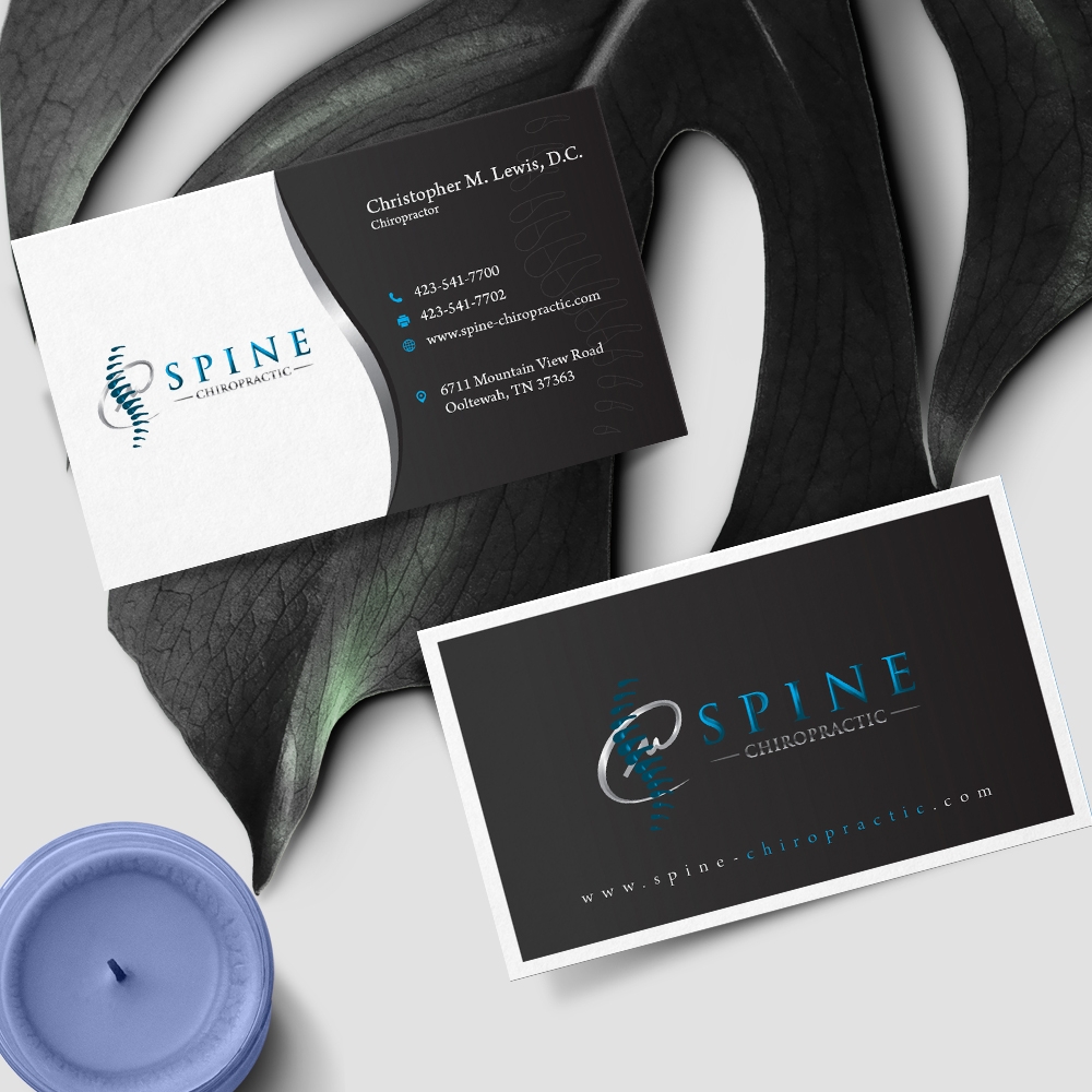 Spine Chiropractic is my Doing business as for marketing.  On my business cards and letter head I want Spine Chiropractic, PLLC.  Christopher Lewis, D.C. logo design by DreamLogoDesign