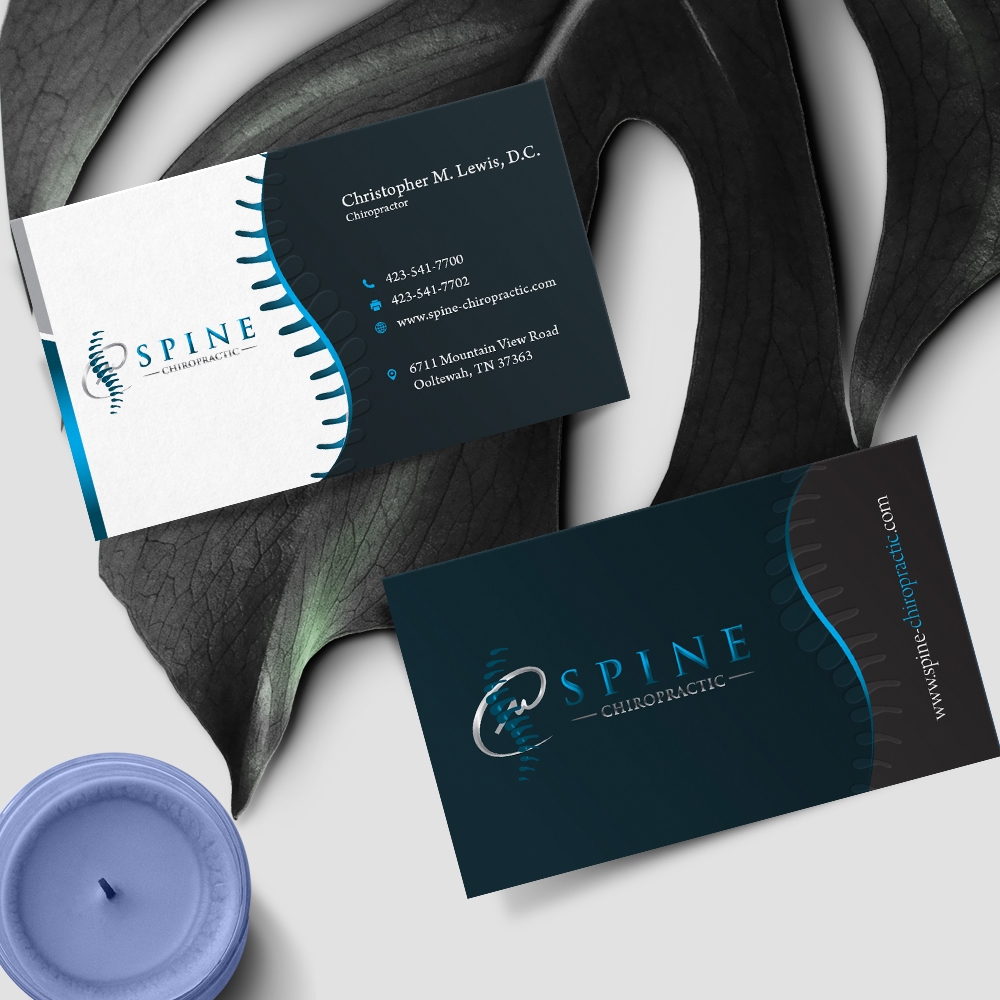Spine Chiropractic is my Doing business as for marketing.  On my business cards and letter head I want Spine Chiropractic, PLLC.  Christopher Lewis, D.C. logo design by DreamLogoDesign