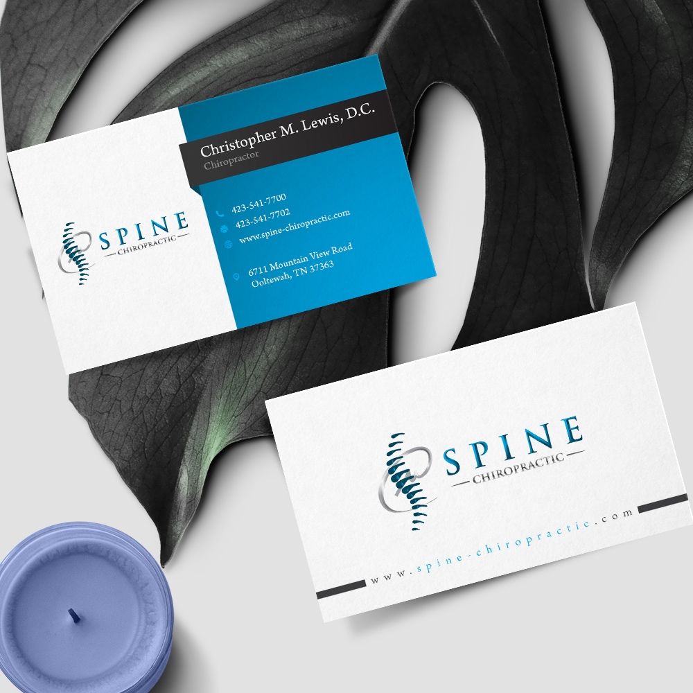 Spine Chiropractic is my Doing business as for marketing.  On my business cards and letter head I want Spine Chiropractic, PLLC.  Christopher Lewis, D.C. logo design by DreamLogoDesign
