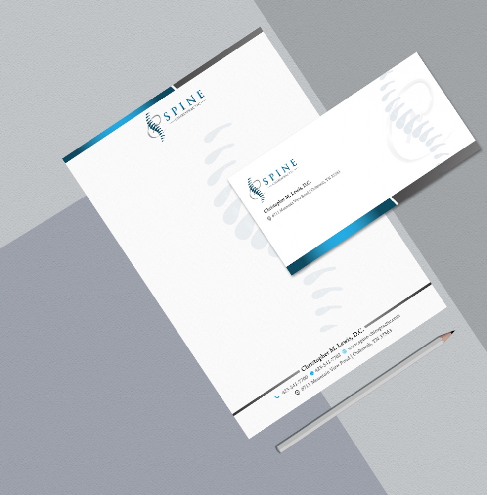 Spine Chiropractic is my Doing business as for marketing.  On my business cards and letter head I want Spine Chiropractic, PLLC.  Christopher Lewis, D.C. logo design by DreamLogoDesign