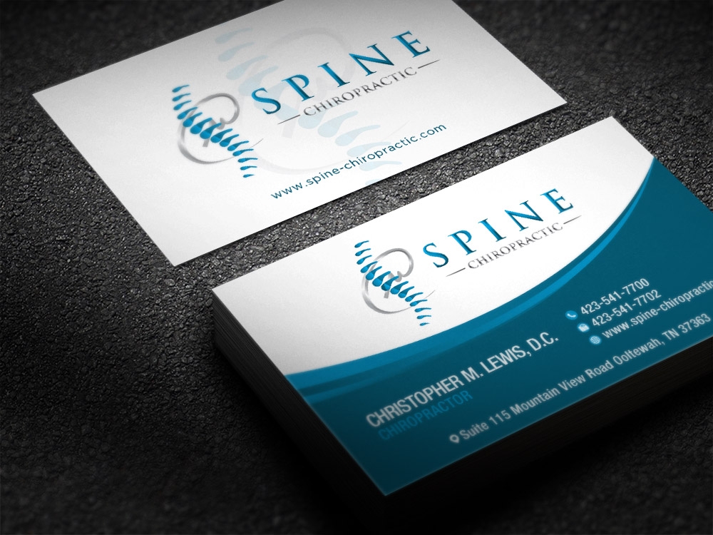 Spine Chiropractic is my Doing business as for marketing.  On my business cards and letter head I want Spine Chiropractic, PLLC.  Christopher Lewis, D.C. logo design by scriotx