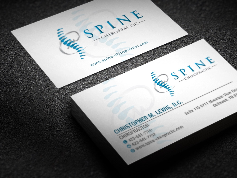 Spine Chiropractic is my Doing business as for marketing.  On my business cards and letter head I want Spine Chiropractic, PLLC.  Christopher Lewis, D.C. logo design by scriotx