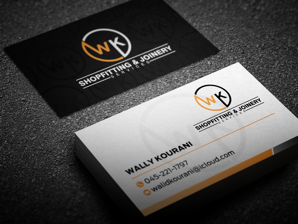 wk shopfitting & joinery services  logo design by KHAI