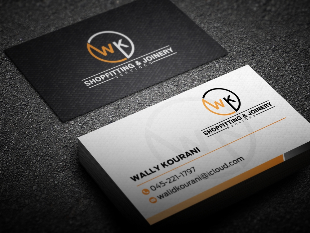 wk shopfitting & joinery services  logo design by KHAI