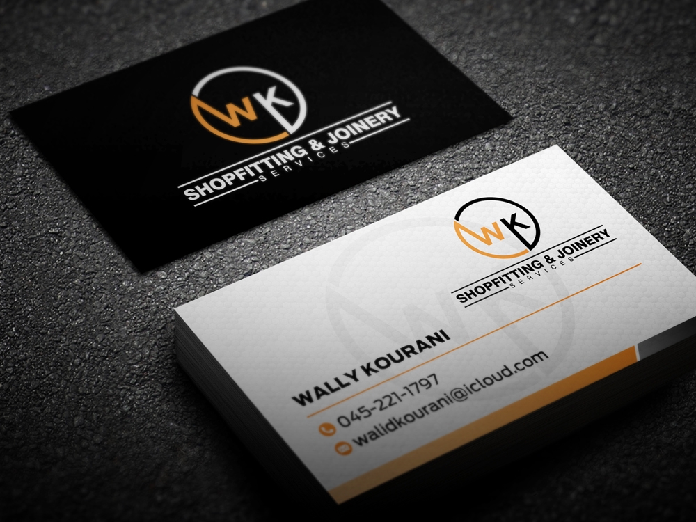 wk shopfitting & joinery services  logo design by KHAI