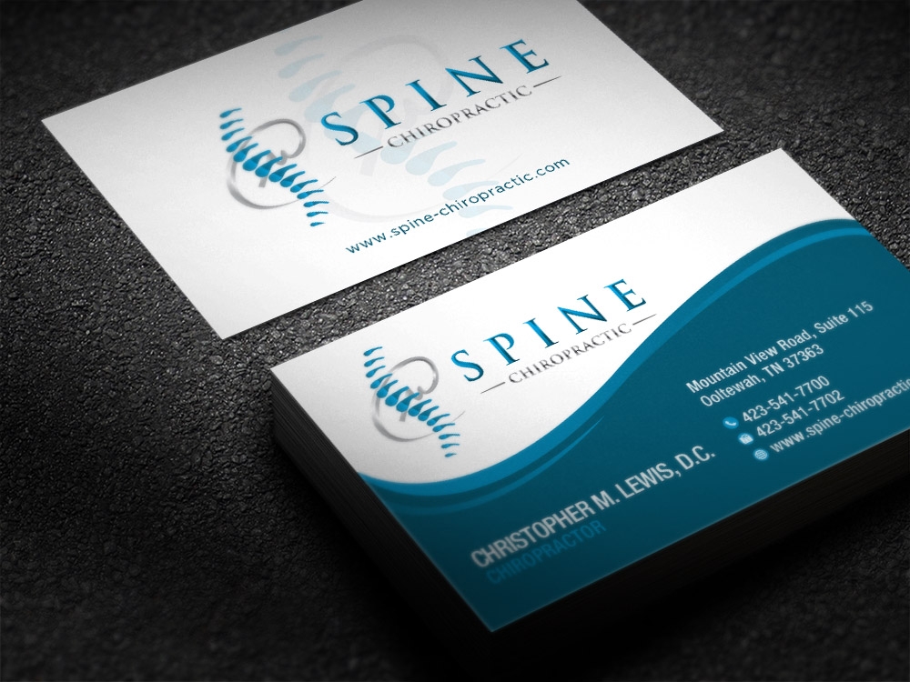 Spine Chiropractic is my Doing business as for marketing.  On my business cards and letter head I want Spine Chiropractic, PLLC.  Christopher Lewis, D.C. logo design by scriotx