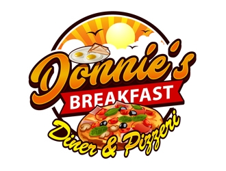 Donnie’s Breakfast Diner & Pizzeria logo design by DreamLogoDesign