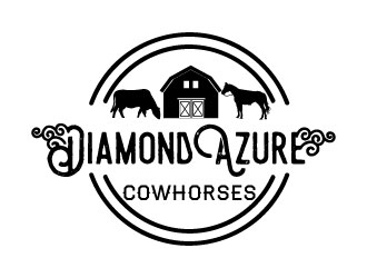 Diamond Azure Cowhorses and Diamond Azure ranch logo design by Suvendu