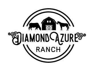 Diamond Azure Cowhorses and Diamond Azure ranch logo design by Suvendu