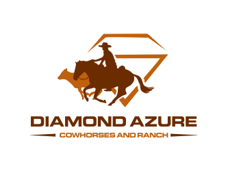 Diamond Azure Cowhorses and Diamond Azure ranch logo design by aldesign