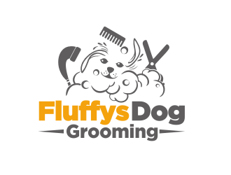 Fluffys Dog Grooming  logo design by YONK