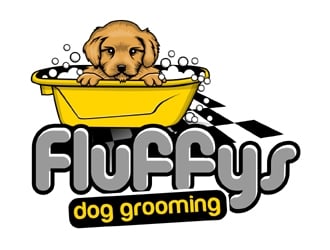 Fluffys Dog Grooming  logo design by MAXR