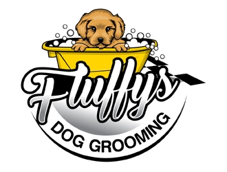 Fluffys Dog Grooming  logo design by MAXR