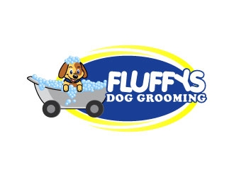 Fluffys Dog Grooming  logo design by KDesigns