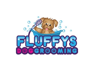 Fluffys Dog Grooming  logo design by KDesigns