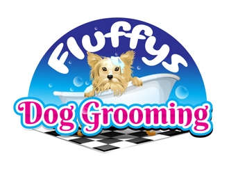 Fluffys Dog Grooming  logo design by DreamLogoDesign