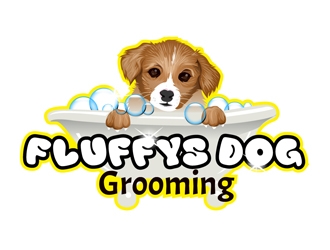 Fluffys Dog Grooming  logo design by DreamLogoDesign
