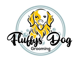Fluffys Dog Grooming  logo design by DreamLogoDesign